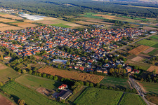 View of the town from the northwest in Zeiskam in the state Rhineland-Palatinate, Germany