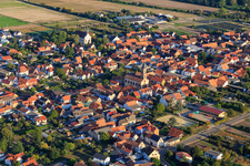 Town center from the northwest in Zeiskam in the state Rhineland-Palatinate, Germany