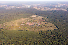 Drone recording of District Büchelberg in Wörth am Rhein in the state Rhineland-Palatinate, Germany