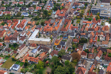 Aerial view of Demo "Women's Alliance Kandel" vs. "AntiFa/We are Kandel/Grandmas against the right in Kandel in the state Rhineland-Palatinate, Germany