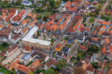 Oblique view of Demo "Women's Alliance Kandel" vs. "AntiFa/We are Kandel/Grandmas against the right in Kandel in the state Rhineland-Palatinate, Germany