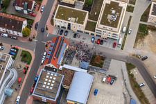 Demo "Women's Alliance Kandel" vs. "AntiFa/We are Kandel/Grandmas against the right in Kandel in the state Rhineland-Palatinate, Germany from the plane