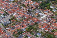 Drone recording of Demo "Women's Alliance Kandel" vs. "AntiFa/We are Kandel/Grandmas against the right in Kandel in the state Rhineland-Palatinate, Germany