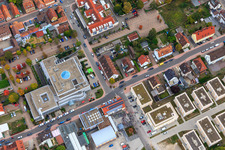 Demo "Women's Alliance Kandel" vs. "AntiFa/We are Kandel/Grandmas against the right in Kandel in the state Rhineland-Palatinate, Germany from a drone