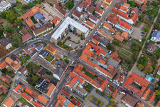 Oblique view of Demo "Women's Alliance Kandel" vs. "AntiFa/We are Kandel/Grandmas against the right in Kandel in the state Rhineland-Palatinate, Germany