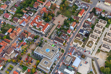 Drone recording of Demo "Women's Alliance Kandel" vs. "AntiFa/We are Kandel/Grandmas against the right in Kandel in the state Rhineland-Palatinate, Germany