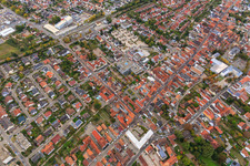 Aerial photograpy of Demo "Women's Alliance Kandel" vs. "AntiFa/We are Kandel/Grandmas against the right in Kandel in the state Rhineland-Palatinate, Germany