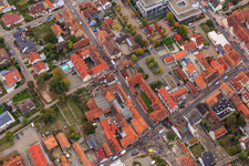 Demo "Women's Alliance Kandel" vs. "AntiFa/We are Kandel/Grandmas against the right in Kandel in the state Rhineland-Palatinate, Germany from above