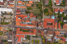 Demo "Women's Alliance Kandel" vs. "AntiFa/We are Kandel/Grandmas against the right in Kandel in the state Rhineland-Palatinate, Germany from the plane