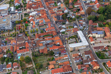 Demo "Women's Alliance Kandel" vs. "AntiFa/We are Kandel/Grandmas against the right in Kandel in the state Rhineland-Palatinate, Germany from the drone perspective