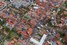 Aerial view of Demo "Women's Alliance Kandel" vs. "AntiFa/We are Kandel/Grandmas against the right in Kandel in the state Rhineland-Palatinate, Germany