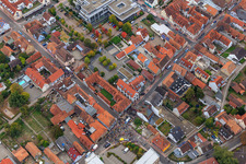 Aerial photograpy of Demo "Women's Alliance Kandel" vs. "AntiFa/We are Kandel/Grandmas against the right in Kandel in the state Rhineland-Palatinate, Germany
