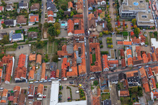 Oblique view of Demo "Women's Alliance Kandel" vs. "AntiFa/We are Kandel/Grandmas against the right in Kandel in the state Rhineland-Palatinate, Germany