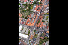 Aerial photograpy of Participant of a political protest demonstration "Frauenbuendnis Kandel" vs. "AntiFa/Wir sind Kandel/Omas gegen rechts" in Kandel in the state Rhineland-Palatinate, Germany