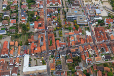 Bird's eye view of Demo "Women's Alliance Kandel" vs. "AntiFa/We are Kandel/Grandmas against the right in Kandel in the state Rhineland-Palatinate, Germany