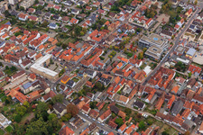 Demo "Women's Alliance Kandel" vs. "AntiFa/We are Kandel/Grandmas against the right in Kandel in the state Rhineland-Palatinate, Germany viewn from the air