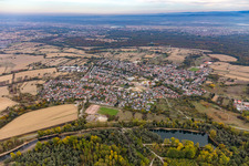 Aerial view of District Illingen in Elchesheim-Illingen in the state Baden-Wuerttemberg, Germany