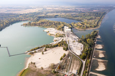 Aerial view of Dyckerhoff Gravières et Sablieères gravel works in Seltz in the state Bas-Rhin, France