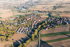 Merkwiller-Pechelbronn in the state Bas-Rhin, France from above