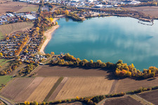 Aerial view of Hardtsee Leisure Center in the district Ubstadt in Ubstadt-Weiher in the state Baden-Wuerttemberg, Germany