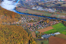Village view on the banks of the Neckar in the district Hochhausen in Haßmersheim in the state Baden-Wuerttemberg, Germany