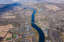 Railway River - bridge construction crossing the Main river in Veitshoechheim in the state Bavaria, Germany