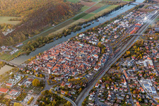 Oblique view of Karlstadt am Main in the state Bavaria, Germany