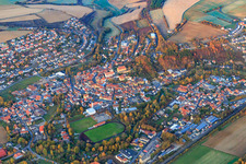 View of the town from the southwest in Arnstein in the state Bavaria, Germany