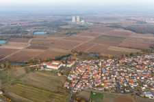 Aerial view of Building complex of the Maria Hilf Monastery in Grafenrheinfeld in the state Bavaria, Germany