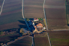 Aerial view of Complex of the hotel building Leinsweiler Hof in Leinsweiler in the state Rhineland-Palatinate, Germany