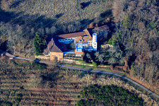 Slevogthof Neukastel in Leinsweiler in the state Rhineland-Palatinate, Germany seen from above