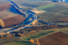 Aerial photograpy of New construction of the Landau Nord junction for the B272 on the A65 motorway in the district Dammheim in Landau in der Pfalz in the state Rhineland-Palatinate, Germany