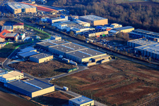 Industrial park W II CAMPUS from the northwest with transparent packaging Weber GmbH in Herxheim bei Landau in the state Rhineland-Palatinate, Germany
