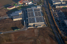New building construction site in the industrial park Gewerbepark West with Eye & Lenses Ltd. & Co. KG in Herxheim bei Landau (Pfalz) in the state Rhineland-Palatinate, Germany