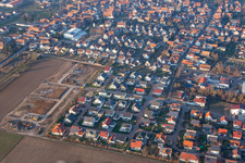 Aerial view of Siedlerweg new development area in Steinweiler in the state Rhineland-Palatinate, Germany