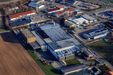 Aerial view of Winery ZGM Zimmermann-Graeff & Müller GmbH & Co in the district Pleisweiler in Bad Bergzabern in the state Rhineland-Palatinate, Germany