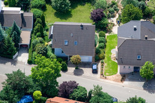 Klingbachstraße from the east in Steinweiler in the state Rhineland-Palatinate, Germany out of the air