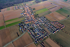 Aerial photograpy of Village view from the southwest in the district Hayna in Herxheim bei Landau in the state Rhineland-Palatinate, Germany