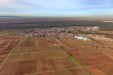 City view from the south with BELLHEIMER BREWERY - PARK and Kardex Remstar in Bellheim in the state Rhineland-Palatinate, Germany