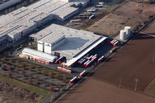 Aerial photograpy of Warehouses and forwarding building of Tricor Packaging & Logistics AG in Offenbach an der Queich in the state Rhineland-Palatinate, Germany