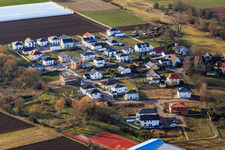 Aerial photograpy of New development area In den Hundertmorgen in Offenbach an der Queich in the state Rhineland-Palatinate, Germany