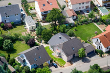 Klingbachstraße from the east in Steinweiler in the state Rhineland-Palatinate, Germany from the plane