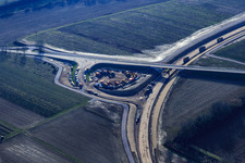 Aerial photograpy of Construction site of the bypass for the B38 in Impflingen in the state Rhineland-Palatinate, Germany