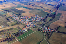 Aerial view of Village view in winter from the southwest in Steinfeld in the state Rhineland-Palatinate, Germany