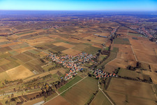 Village view in winter from the southwest in Steinfeld in the state Rhineland-Palatinate, Germany from above