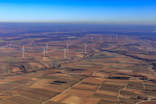 Aerial photograpy of Wind farm Freckenfeld in Freckenfeld in the state Rhineland-Palatinate, Germany