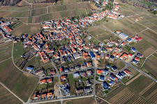 Wine village overview in winter from the west in Weyher in der Pfalz in the state Rhineland-Palatinate, Germany