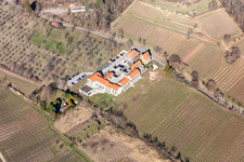 Oblique view of Complex of the hotel building Wohlfuehlhotel Alte Rebschule and Gasthaus Sesel in Rhodt unter Rietburg in the state Rhineland-Palatinate, Germany