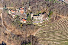 Aerial view of Building of the restaurant Schloss Kropsburg in Sankt Martin in the state Rhineland-Palatinate, Germany