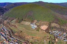 Aerial view of Arens Hotel 327m above sea level (House on the Vineyard) in the district SaintMartin in Sankt Martin in the state Rhineland-Palatinate, Germany